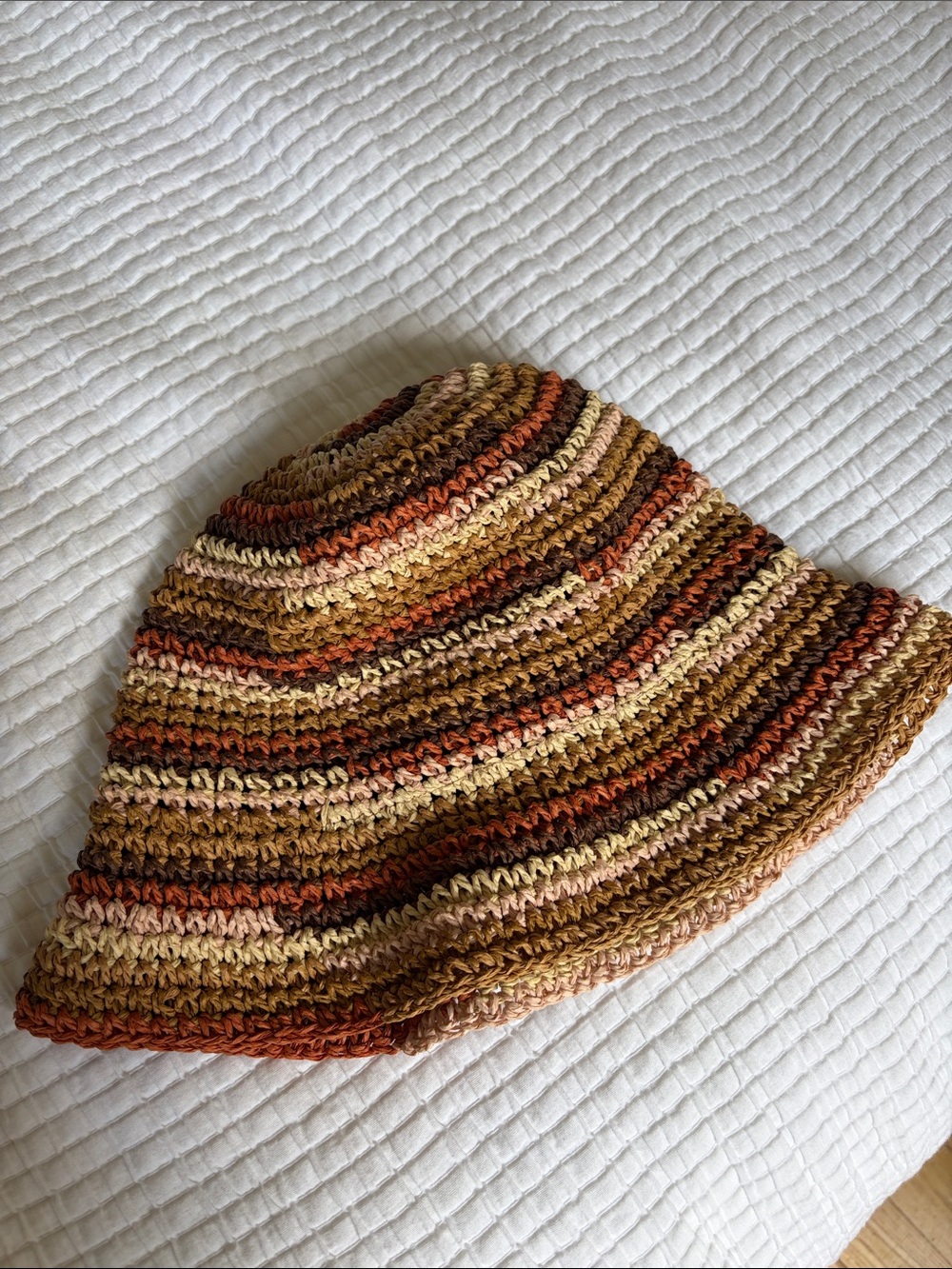 L*Space Multicolor Crochet Bucket Hat - Tan, Brown & Rust